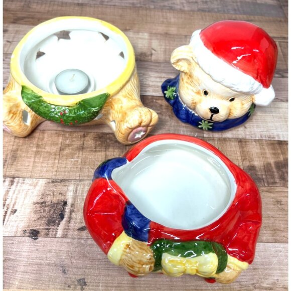 Vintage Gibson Christmas Bear Ceramic Cookie Jar & Candle Holder - Picture 5 of 7